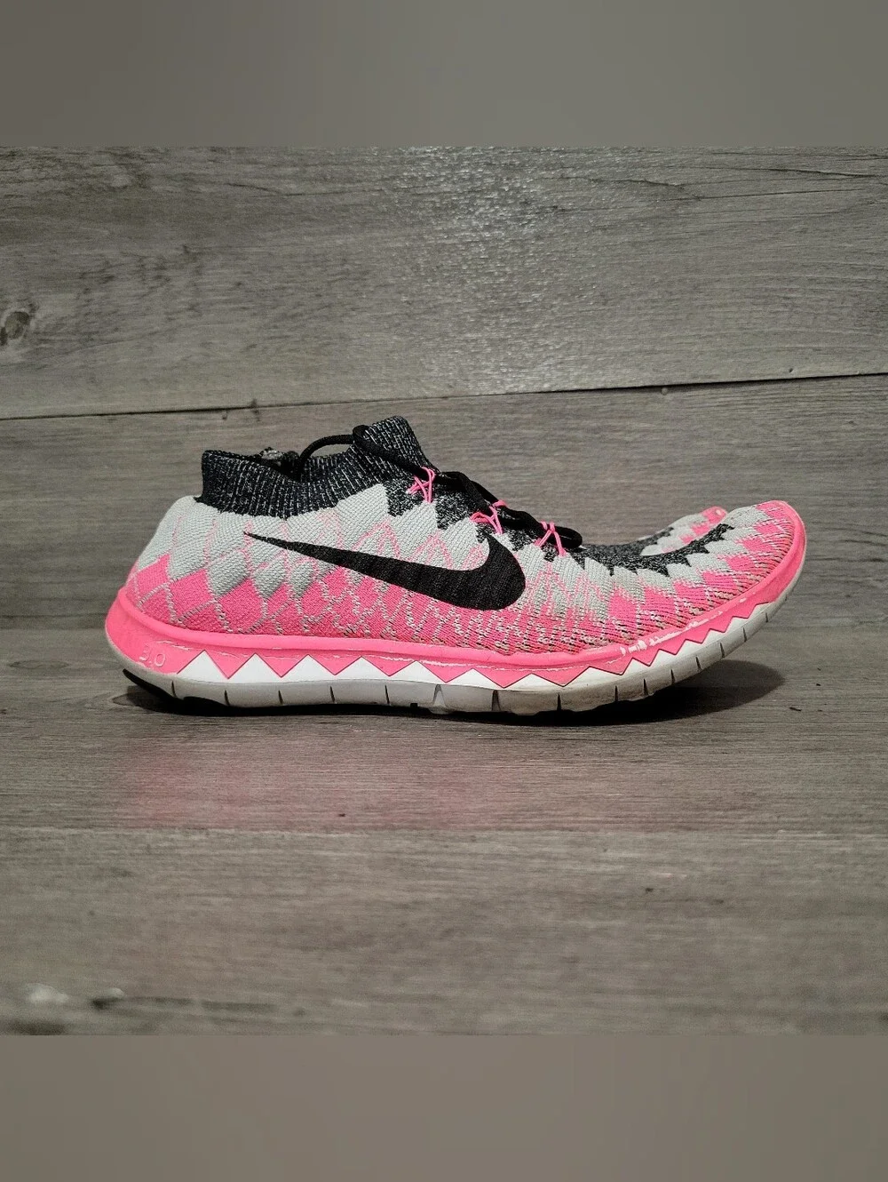 Nike Free 3.0 Flyknit Pink Womens Sz 7.5 Running Shoes 636231-002